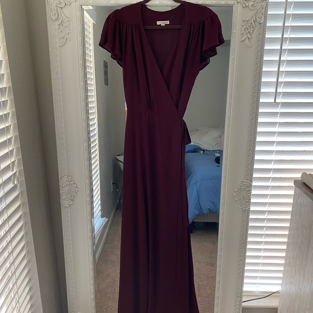 Burgundy Wrap Kimono Maxi Dress